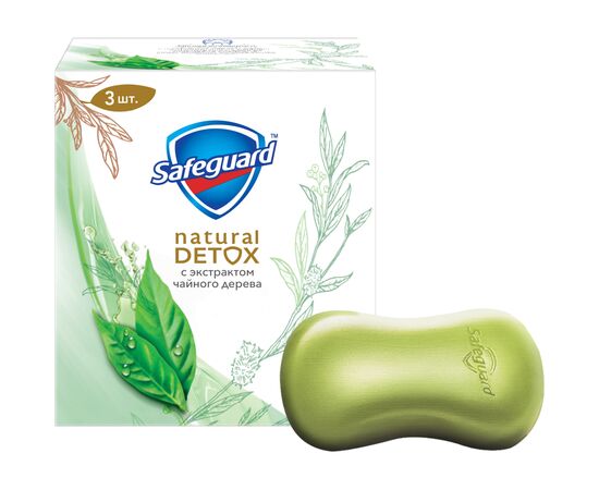 Тверде мило Safeguard Natural Detox З екстрактом чайного дерева 3 x 110 г (8001841825342)