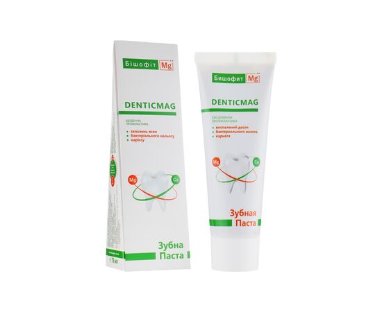 Зубная паста Бішофіт Mg++ DenticMag Натуральная с магнием и экстрактом коры дуба, без фтора 75 мл (4820170680842), изображение 2 Зубная паста Бішофіт Mg++ DenticMag Натуральная с магнием и экстрактом коры дуба, без фтора 75 мл (4820170680842), изображение 2