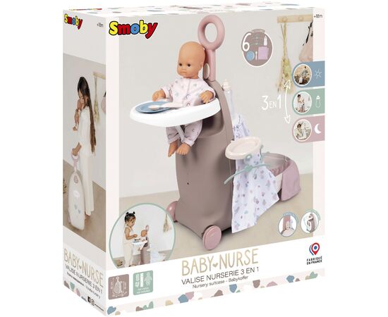 Игровой набор Smoby Toys Baby Nurse Раскладной чемодан 3 в 1 Серо-розовый (220374), изображение 2 Игровой набор Smoby Toys Baby Nurse Раскладной чемодан 3 в 1 Серо-розовый (220374), изображение 2