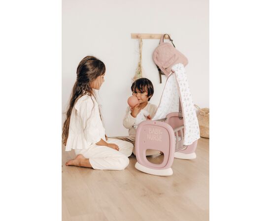 Игровой набор Smoby Toys Колыбель Baby Nurse с балдахином Серо-розовая (220373), изображение 7