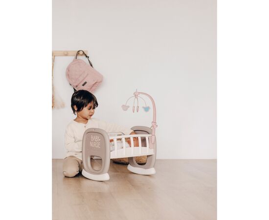 Игровой набор Smoby Toys Колыбель Baby Nurse с мобилем Серо-белая (220372), изображение 9 Игровой набор Smoby Toys Колыбель Baby Nurse с мобилем Серо-белая (220372), изображение 9