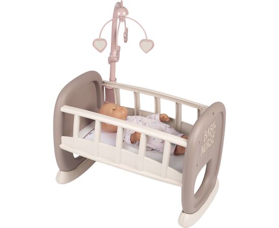 Ігровий набір Smoby Toys Колиска Baby Nurse з мобілем Сіро-біла (220372)