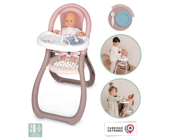 Ігровий набір Smoby Toys Стільчик для годування Baby Nurse Сірий-рожевий (220370), зображення 2 Ігровий набір Smoby Toys Стільчик для годування Baby Nurse Сірий-рожевий (220370), зображення 2