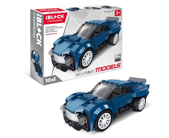 Конструктор iBlock Мульти models Машинка темно-синяя (PL-920-31)