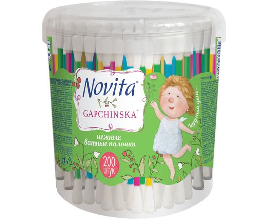Ватные палочки Novita Gapchinska в круглой банке 200 шт. (4820096970973)