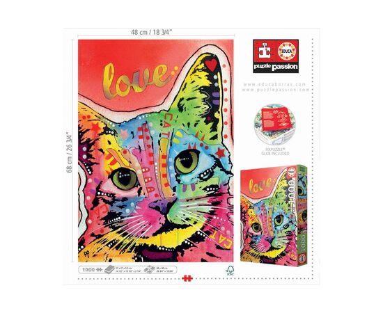 Пазл Educa Tilt Cat Love, Дин Руссо 1000 элементов (6337235), изображение 3 Пазл Educa Tilt Cat Love, Дин Руссо 1000 элементов (6337235), изображение 3