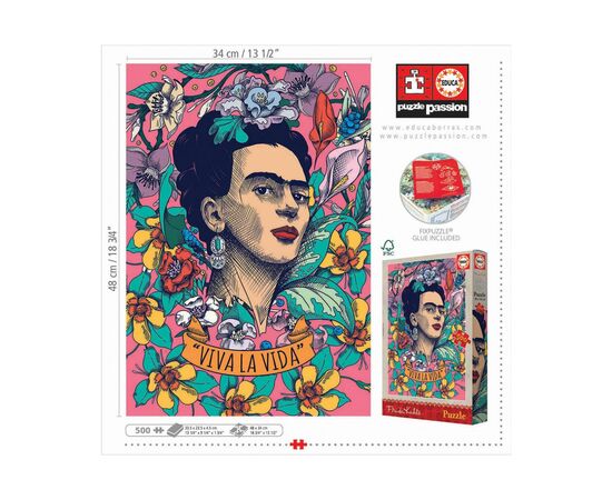 Пазл Educa Viva la Vida Фрида Кало 500 элементов (6337248), изображение 3 Пазл Educa Viva la Vida Фрида Кало 500 элементов (6337248), изображение 3
