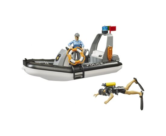 Спецтехника Bruder Полицейский пикап RAM 2500 с прицепом, лодкой и фигурками (02507), изображение 4 Спецтехника Bruder Полицейский пикап RAM 2500 с прицепом, лодкой и фигурками (02507), изображение 4