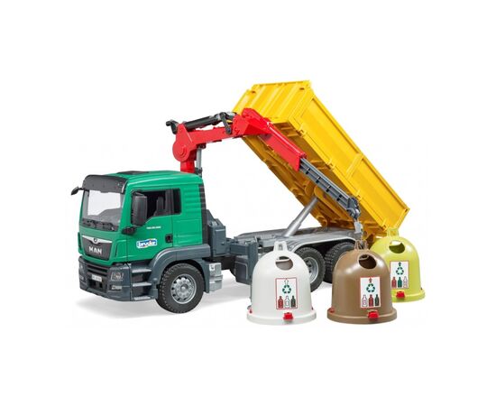 Спецтехника Bruder автомобиль MAN TGS с краном-манипулятором и контейнерами для стеклянных отходов (03753), изображение 2 Спецтехника Bruder автомобиль MAN TGS с краном-манипулятором и контейнерами для стеклянных отходов (03753), изображение 2