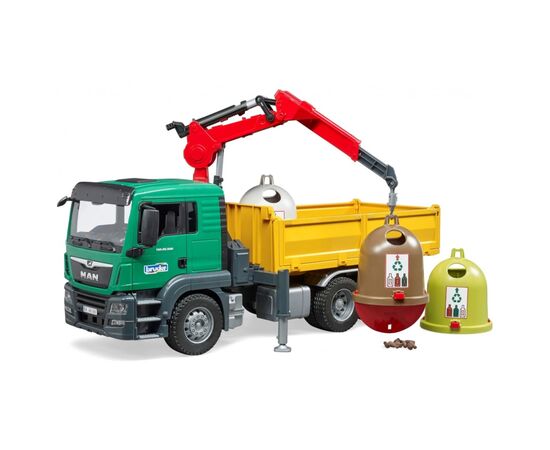 Спецтехника Bruder автомобиль MAN TGS с краном-манипулятором и контейнерами для стеклянных отходов (03753), изображение 3 Спецтехника Bruder автомобиль MAN TGS с краном-манипулятором и контейнерами для стеклянных отходов (03753), изображение 3
