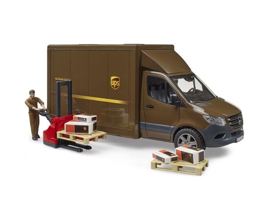 Спецтехника Bruder автомобиль MB Sprinter курьер UPS с фигуркой и аксессуарами (02678), изображение 3 Спецтехника Bruder автомобиль MB Sprinter курьер UPS с фигуркой и аксессуарами (02678), изображение 3