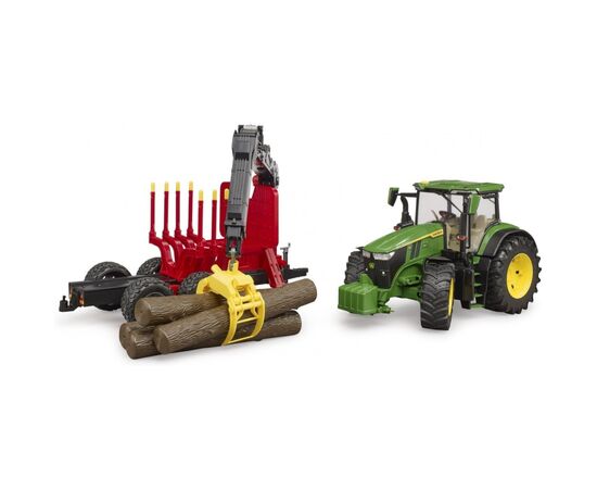 Спецтехника Bruder трактор John Deere 7R 350 с прицепом, краном и бревнами (03154), изображение 2 Спецтехника Bruder трактор John Deere 7R 350 с прицепом, краном и бревнами (03154), изображение 2
