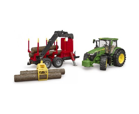 Спецтехника Bruder трактор John Deere 7R 350 с прицепом, краном и бревнами (03154), изображение 4 Спецтехника Bruder трактор John Deere 7R 350 с прицепом, краном и бревнами (03154), изображение 4