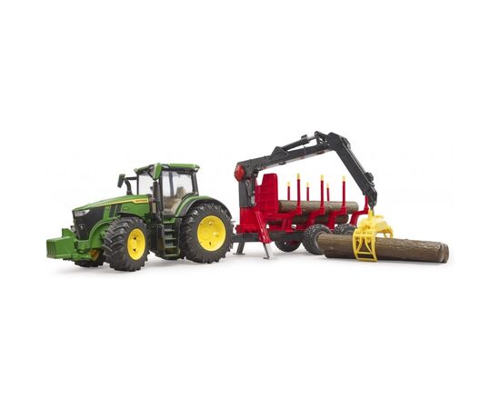 Спецтехника Bruder трактор John Deere 7R 350 с прицепом, краном и бревнами (03154), изображение 6 Спецтехника Bruder трактор John Deere 7R 350 с прицепом, краном и бревнами (03154), изображение 6