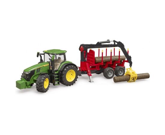 Спецтехника Bruder трактор John Deere 7R 350 с прицепом, краном и бревнами (03154)