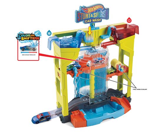 Автотрек Hot Wheels Автомойка: взрыв цветов серии "Измени цвет" (GRW37), изображение 7 Автотрек Hot Wheels Автомойка: взрыв цветов серии "Измени цвет" (GRW37), изображение 7