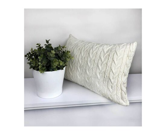 Подушка Прованс Декоративная вязаная Коса молочная 30х45 (4823093436909), изображение 3 Подушка Прованс Декоративная вязаная Коса молочная 30х45 (4823093436909), изображение 3