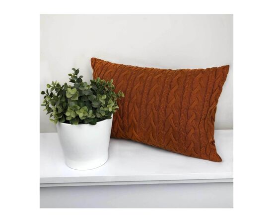 Подушка Прованс Декоративная вязаная Коса кирпичная 30х45 (4823093436848), изображение 2