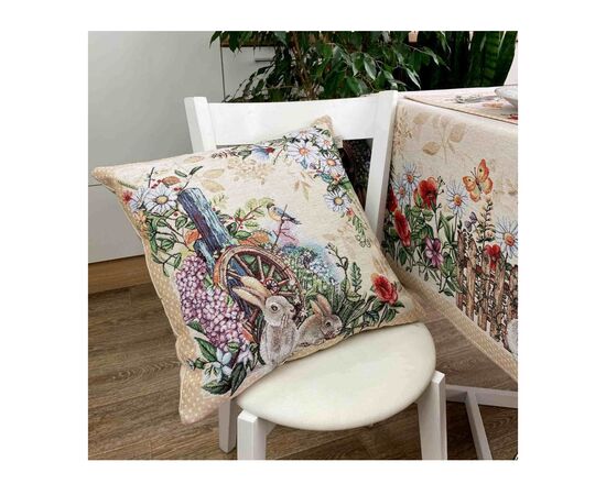 Наволочка Прованс декоративная гобеленовая Alicia 45х45 Колесо и кролики (4823093430525), изображение 4