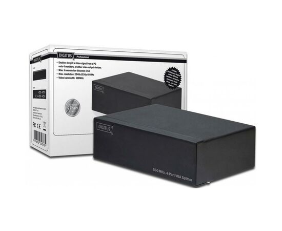 Сплиттер Digitus VGA Splitter 500MHz (HDSUB 15/M * 4, HDSUB 15/F * 1) (DS-42110)