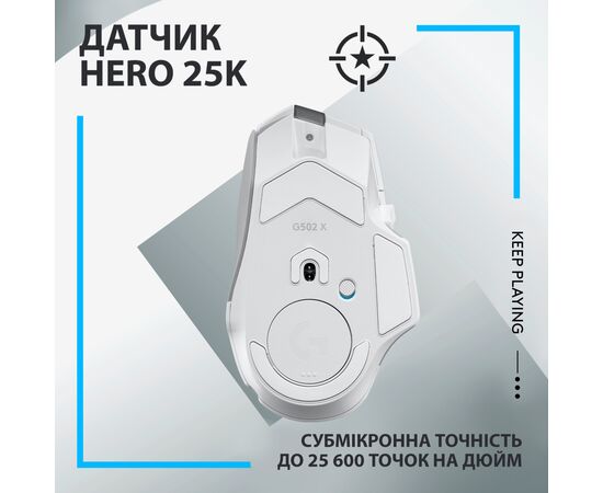 Мышка Logitech G502 X Lightspeed Wireless White (910-006189), изображение 4 Мышка Logitech G502 X Lightspeed Wireless White (910-006189), изображение 4