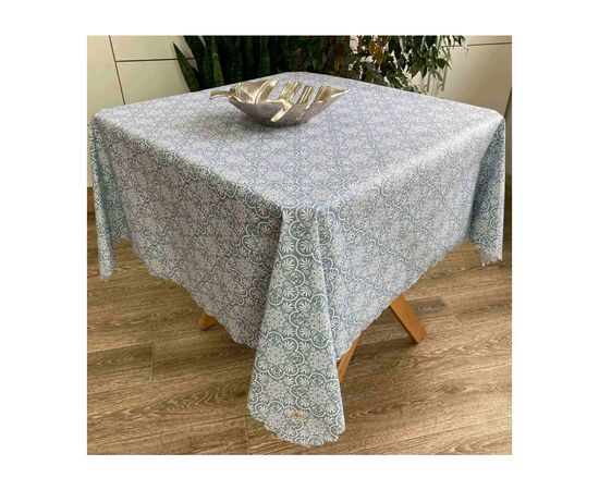 Скатерть Прованс непромокаемая Simfoni Lace on blue 136х136 (4823093428096)