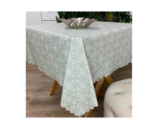 Скатертина Прованс непромокаюча Simfoni Lace on green 136х136 (4823093428157)