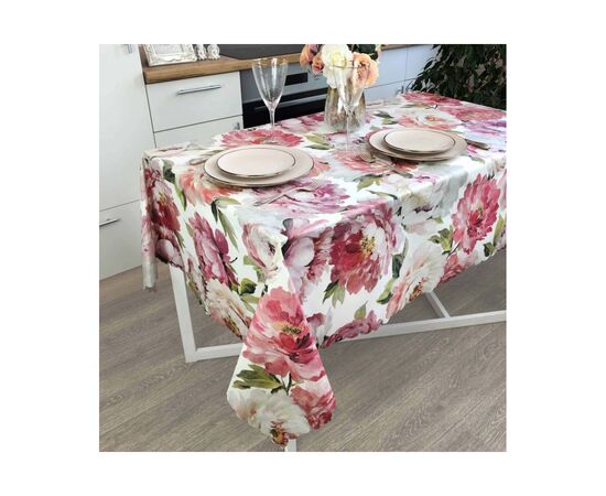 Скатертина Прованс непромокаюча Simfoni Jane Pink 180х136 (4823093433281)