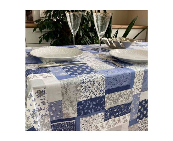 Скатерть Прованс непромокаемая Simfoni Печворк синий 180х136 (4823093431850), изображение 3