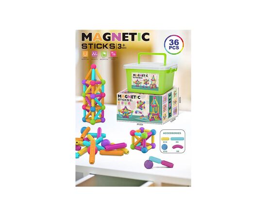 Конструктор A-Toys Magnetic Sticks 36 деталей в чемодане (158-21)