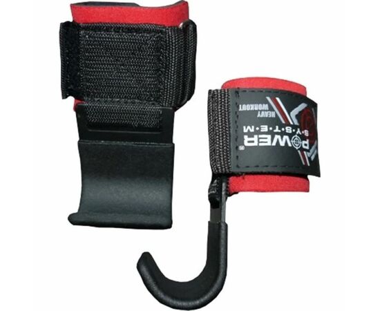 Крюки для тяги на запястья Power System Hardcore Hooks PS-3310 Black/Red (PS-3310_Black-Red), изображение 3 Крюки для тяги на запястья Power System Hardcore Hooks PS-3310 Black/Red (PS-3310_Black-Red), изображение 3