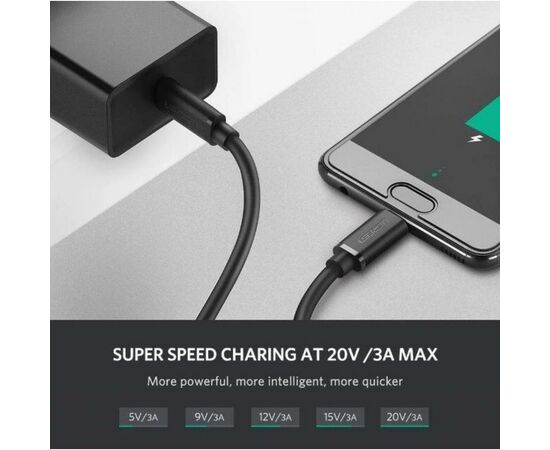 Дата кабель Type-C - Type-C 2.0m US286 3A Black Ugreen (10306), изображение 4 Дата кабель Type-C - Type-C 2.0m US286 3A Black Ugreen (10306), изображение 4