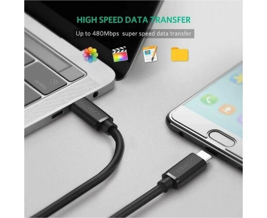 Дата кабель Type-C - Type-C 2.0m US286 3A Black Ugreen (10306), изображение 7 Дата кабель Type-C - Type-C 2.0m US286 3A Black Ugreen (10306), изображение 7