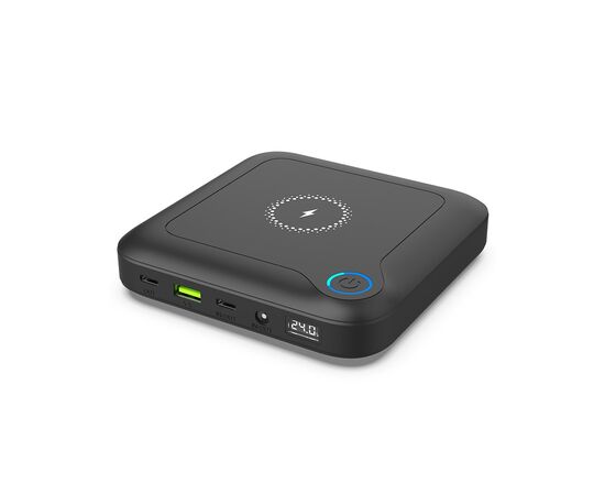 Батарея універсальна PowerPlant 24000mAh, PD/60W, DC 12-24V 9 connectors, QC/3.0, USB-C*2, USB-A, Wireless (PB930463)