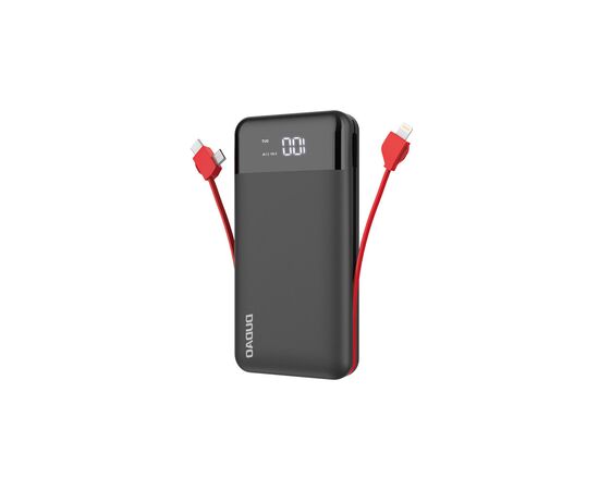 Батарея универсальная Dudao K1Pro 20000mAh, with built-in cables, black (6970379617588), изображение 2 Батарея универсальная Dudao K1Pro 20000mAh, with built-in cables, black (6970379617588), изображение 2
