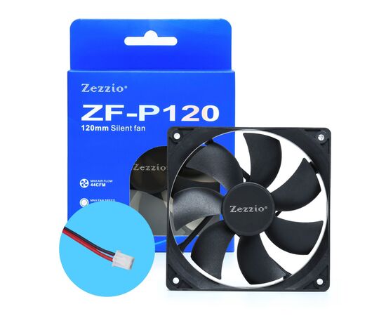 Кулер для корпуса Zezzio ZF-P120 2pin, изображение 5 Кулер для корпуса Zezzio ZF-P120 2pin, изображение 5