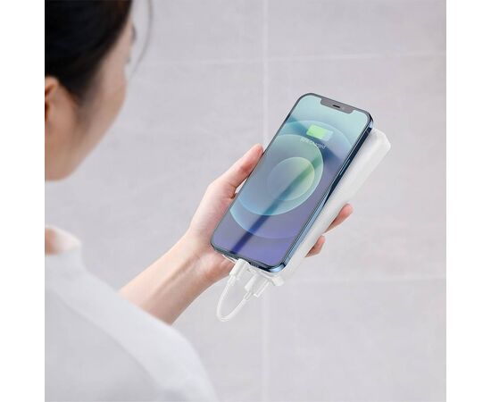 Батарея универсальная Baseus Bipow 20000mAh, 15W, USB-C/3A, 2*USB-A/3A(max.), +cable, white (PPBD050102), изображение 10 Батарея универсальная Baseus Bipow 20000mAh, 15W, USB-C/3A, 2*USB-A/3A(max.), +cable, white (PPBD050102), изображение 10