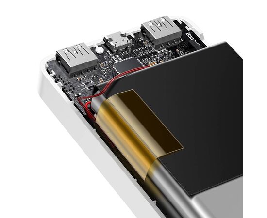 Батарея универсальная Baseus Bipow 20000mAh, 15W, USB-C/3A, 2*USB-A/3A(max.), +cable, white (PPBD050102), изображение 6 Батарея универсальная Baseus Bipow 20000mAh, 15W, USB-C/3A, 2*USB-A/3A(max.), +cable, white (PPBD050102), изображение 6