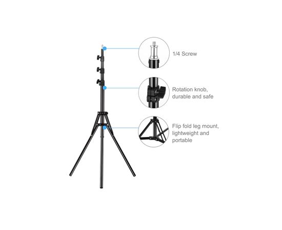 Набор блогера Puluz Ring LED lamp PKT3102EU 18" + tripod 1.8 м (PKT3102EU), изображение 2 Набор блогера Puluz Ring LED lamp PKT3102EU 18" + tripod 1.8 м (PKT3102EU), изображение 2