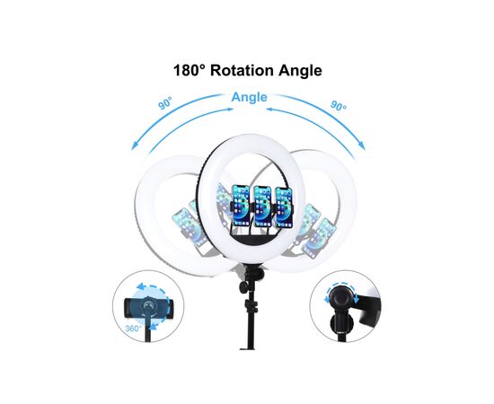 Набор блогера Puluz Ring LED lamp PKT3102EU 18" + tripod 1.8 м (PKT3102EU), изображение 6 Набор блогера Puluz Ring LED lamp PKT3102EU 18" + tripod 1.8 м (PKT3102EU), изображение 6