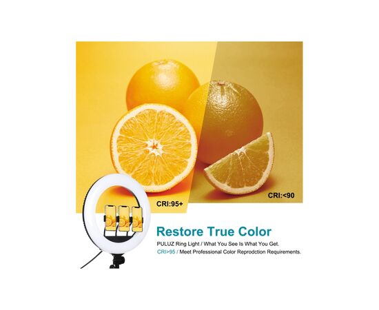 Набор блогера Puluz Ring LED lamp PKT3102EU 18" + tripod 1.8 м (PKT3102EU), изображение 7 Набор блогера Puluz Ring LED lamp PKT3102EU 18" + tripod 1.8 м (PKT3102EU), изображение 7
