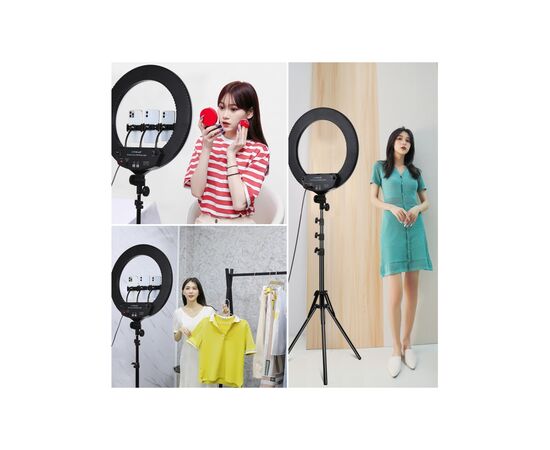 Набор блогера Puluz Ring LED lamp PKT3102EU 18" + tripod 1.8 м (PKT3102EU), изображение 8 Набор блогера Puluz Ring LED lamp PKT3102EU 18" + tripod 1.8 м (PKT3102EU), изображение 8