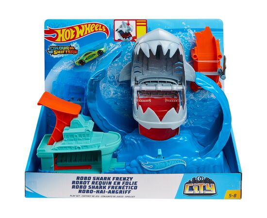 Автотрек Hot Wheels Голодная Акула-робот из серии "Измени цвет" (GJL12), изображение 2 Автотрек Hot Wheels Голодная Акула-робот из серии "Измени цвет" (GJL12), изображение 2