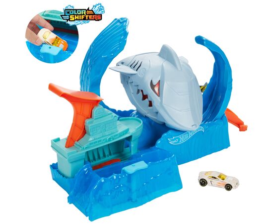 Автотрек Hot Wheels Голодная Акула-робот из серии "Измени цвет" (GJL12), изображение 3 Автотрек Hot Wheels Голодная Акула-робот из серии "Измени цвет" (GJL12), изображение 3