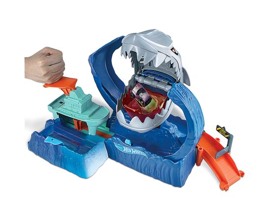 Автотрек Hot Wheels Голодная Акула-робот из серии "Измени цвет" (GJL12), изображение 5 Автотрек Hot Wheels Голодная Акула-робот из серии "Измени цвет" (GJL12), изображение 5