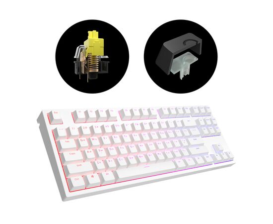 Клавиатура Dark Project One KD87A PBT Mechanical Gateron Yellow White (DPO-KD-87A-104100-GYL), изображение 6 Клавиатура Dark Project One KD87A PBT Mechanical Gateron Yellow White (DPO-KD-87A-104100-GYL), изображение 6