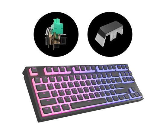 Клавиатура Dark Project KD87A PBT Mechanical Gateron Cap Teal Black (DP-KD-87A-007700-GTC), изображение 6 Клавиатура Dark Project KD87A PBT Mechanical Gateron Cap Teal Black (DP-KD-87A-007700-GTC), изображение 6