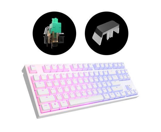 Клавиатура Dark Project KD87A PBT Mechanical Gateron Cap Teal White (DP-KD-87A-107700-GTC), изображение 6 Клавиатура Dark Project KD87A PBT Mechanical Gateron Cap Teal White (DP-KD-87A-107700-GTC), изображение 6