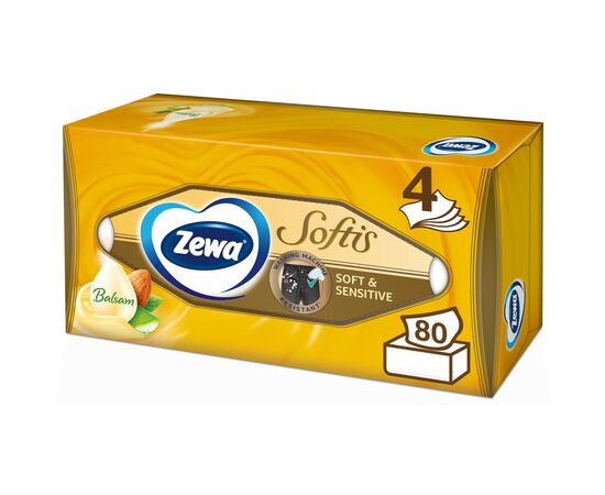 Серветки косметичні Zewa Softis Soft & Sensitive 80 шт. (7322540926279)