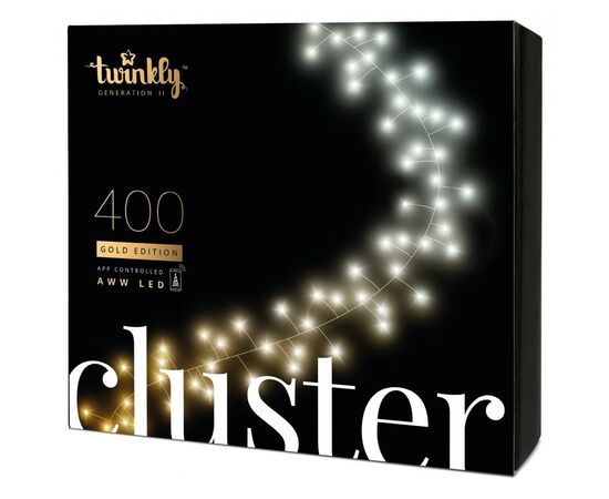 Гірлянда Twinkly Smart LED Cluster AWW, 400, BT+WiFi, Gen II, IP44 кабель чо (TWC400GOP-BEU)